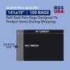 imageBOX USA Black Shipping Bags Large Heavy Duty 14quot x 19quot 100Pack  Waterproof Bag Poly Mailers for Packing Clothing and Secure Shipping Packaging ampamp Small Business MailingBlack