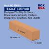 imageBOX USA Cardboard Box 18quotL x 3quotW x 3quotH Pack of 25  Poster Tube for Mailing and Storage of Blueprints Artwork Crafts Long Art Holder 18 inches