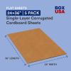 imageBOX USA Double Wall Corrugated Cardboard Sheets 24quot x 36quot Kraft Pack of 5 BSP2436DW