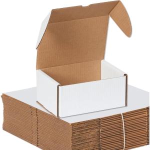 imageAVIDITI White Shipping Boxes 145quot x 75quot x 5quot 25Pack Foldable ampamp CrushProof  Corrugated Cardboard Mailing Boxes for Shipping Mailers Moving Packing Small Business Ideal to Use as Gift Box8x55x4 50Pack