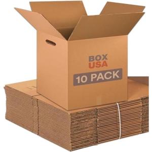 imageBOX USA 18x18x18 Corrugated Cardboard Double Wall Boxes with Handles Large 18L x 18W x 18H Pack of 10  Shipping Packaging Moving Storage Box for Home or Business Strong Wholesale Bulk Boxes18x18x18 10Pack