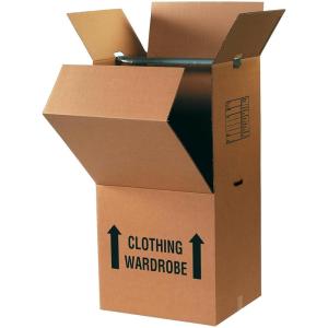 imageBOX USA Heavy Duty Wardrobe Moving Boxes Tall with Bars 20quotL x 20quotW x 45quotH 3Pack Large Corrugated Cardboard Boxes with Hanging Bar Packing Storage Box for Clothes