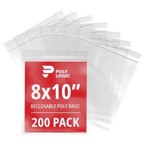 imageClear 10quot x 12quot Reclosable Poly Mailer Bags 2 Mil Thick 200Pack  Plastic Resealable Polybags for Shipping Mailing Packaging ampamp Storage  Large Reclosable Plastic Bags8x10 200Pack