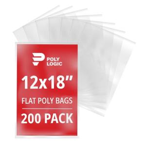 imageClear 12quot x 15quot Flat Poly Mailer Bags 1 Mil Thick 200Pack  Plastic Flat Polybags for Shipping Mailing Packaging ampamp Storage  Large Poly Mailers12x18 200Pack