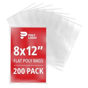 imageClear 12quot x 15quot Flat Poly Mailer Bags 1 Mil Thick 200Pack  Plastic Flat Polybags for Shipping Mailing Packaging ampamp Storage  Large Poly Mailers8x12 200Pack