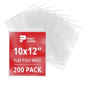 imageClear 12quot x 15quot Flat Poly Mailer Bags 1 Mil Thick 200Pack  Plastic Flat Polybags for Shipping Mailing Packaging ampamp Storage  Large Poly Mailers10x12 200Pack