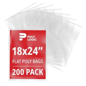 imageClear 12quot x 15quot Flat Poly Mailer Bags 1 Mil Thick 200Pack  Plastic Flat Polybags for Shipping Mailing Packaging ampamp Storage  Large Poly Mailers18x24 200Pack