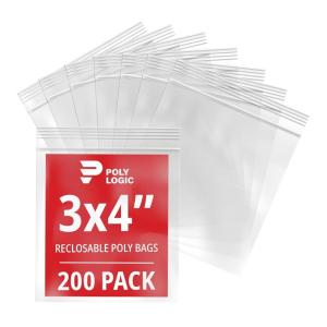 imageClear 2quot x 3quot Reclosable Poly Mailer Bags 2 Mil Thick 200Pack  Plastic Resealable Polybags for Shipping Mailing Packaging ampamp Storage  Small Reclosable Plastic Bags3x4 200Pack