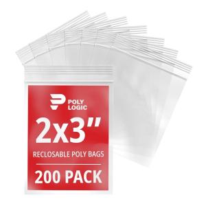 imageClear 2quot x 3quot Reclosable Poly Mailer Bags 2 Mil Thick 200Pack  Plastic Resealable Polybags for Shipping Mailing Packaging ampamp Storage  Small Reclosable Plastic Bags2x3 200Pack