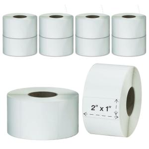 imageTAPE LOGIC Fanfold Thermal Transfer Labels 2quotx1quot White 40800pk Self Adhesive All Purpose Blank Sticker Label for Thermal Printer 8 Rolls of 5100 Office Supplies for Address Shipping ampamp Mailing2x1 40 800 Labels