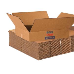 imageBOX USA 20x16x4 Flat Corrugated Boxes Flat 20L x 16W x 4H Pack of 50  Shipping Packaging Moving Storage Box for Home or Business Strong Wholesale Bulk Boxes