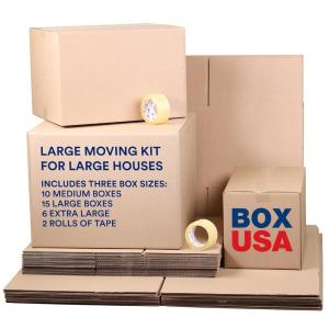 imageBOX USA Apartment Moving Boxes Kit  20 Brown Cardboard Boxes ampamp 1 Packing Tape Roll  Medium ampamp Large Packing Boxes for Moving Packaging Storage ampamp ShippingLarge House Moving Kit