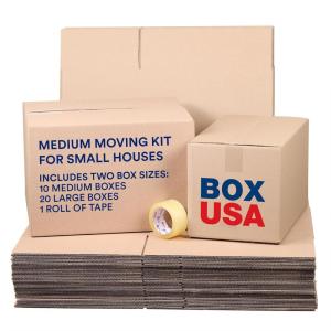 imageBOX USA Apartment Moving Boxes Kit  20 Brown Cardboard Boxes ampamp 1 Packing Tape Roll  Medium ampamp Large Packing Boxes for Moving Packaging Storage ampamp ShippingSmall House Moving Kit