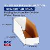 imageBOX USA Cardboard Storage Bins Open Top Bin Box 4quotL x 12quotW x 45quotH 50Pack  Medium for Inventory Organization Parts Garage Warehouse or Home Cubby Oyster White 8x18x10White