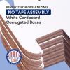 imageBOX USA Cardboard Storage Bins Open Top Bin Box 4quotL x 12quotW x 45quotH 50Pack  Medium for Inventory Organization Parts Garage Warehouse or Home Cubby Oyster White 8x18x10White