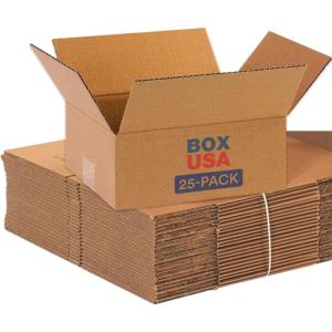 imageBOX USA 10 x 8 x 4 Corrugated Cardboard Boxes Flat 10quotL x 8quotW x 4quotH Pack of 25  Shipping Packaging Moving Storage Box for Home or Business Strong Wholesale Bulk Boxes10 x 8 x 4