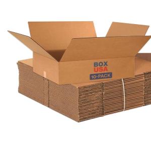 imageBOX USA 24x20x6 Flat Corrugated Boxes Flat 24L x 20W x 6H Pack of 10  Shipping Packaging Moving Storage Box for Home or Business Strong Wholesale Bulk Boxes