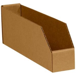 imageBOX USA Cardboard Storage Bins Open Top Bin Box 4quotL x 12quotW x 45quotH 50Pack  Medium for Inventory Organization Parts Garage Warehouse or Home Cubby Oyster White 8x18x10Kraft